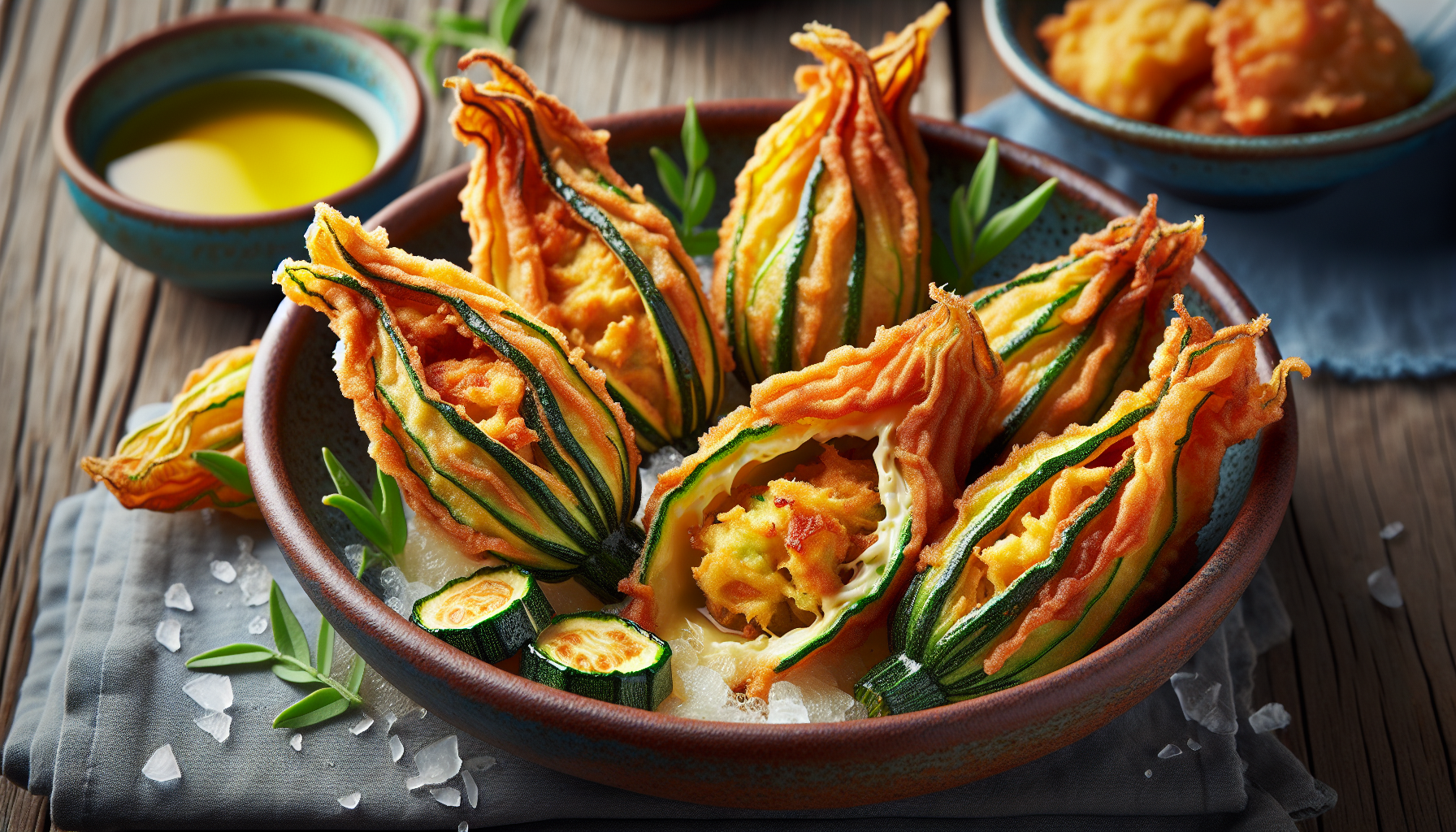 fiori di zucca ripieni in pastella